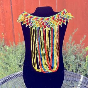 💕New Listing 💕Colorful Beaded Choker Necklace with Accent Drop